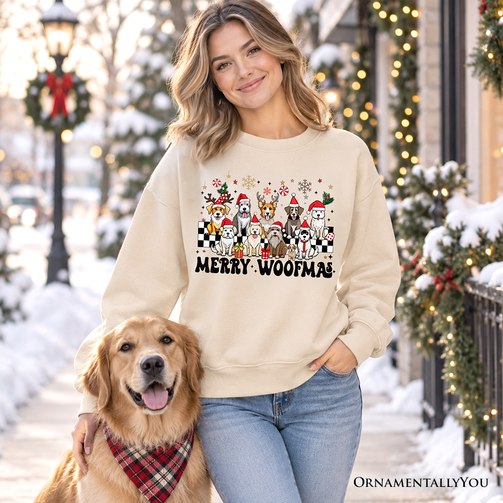 Merry Woofmas Dog Mama Sweatshirt, Dogs With Santa Hats Christmas Sweater