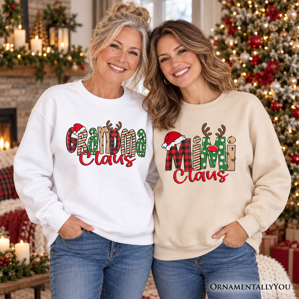 Grandma Claus Retro Christmas Sweatshirt, Matching Family Holiday Sweater