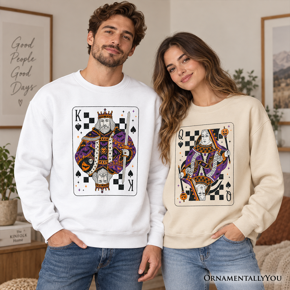 King of Spades Card Sweatshirt, Vintage Retro Halloween Sweater