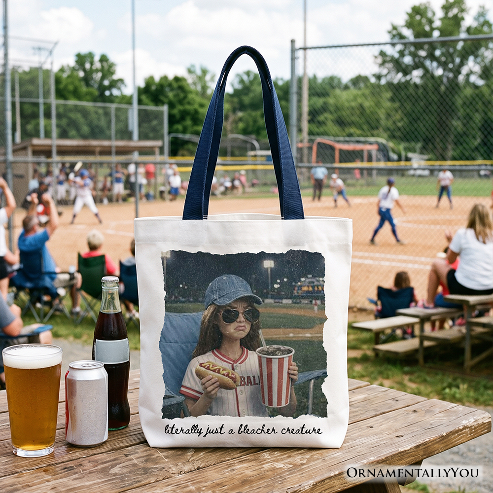 Funny Doll Face Baseball Tote Bag, Sports Fan Mom Gift Shopper