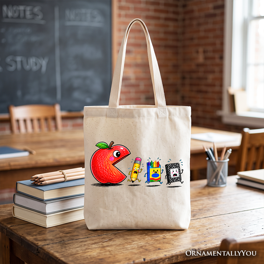 Funny Apple 1st Day of School Tote Bag, Gift Shopper for Teacher