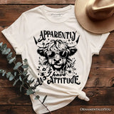 Apparently I Have an Attitude Highland Cow Valentine T-Shirt, Sarcastic Western Funny Tee