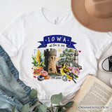 Artistic Iowa State Themes and Landmarks T-Shirt, Tee for History and Travel Lovers