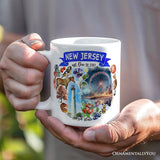 Artistic New Jersey State Themes and Landmarks Personalized Mug With Custom Name