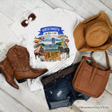 Artistic North Dakota State Themes and Landmarks T-Shirt, Tee for History and Travel Lovers