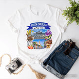 Artistic South Carolina State Themes and Landmarks T-Shirt, Tee for History and Travel Lovers