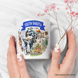 Artistic South Dakota State Themes and Landmarks Personalized Mug With Custom Name