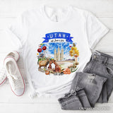 Artistic Utah State Themes and Landmarks T-Shirt, Tee for History and Travel Lovers
