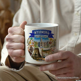 Artistic Wyoming State Themes and Landmarks Personalized Mug With Custom Name