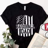 Baseball Dad T-Shirt, Black and White Patriotic Tee for Sports Fathers