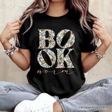 Bookworm Floral T-Shirt, Boho Wildflower Book Lover Tee