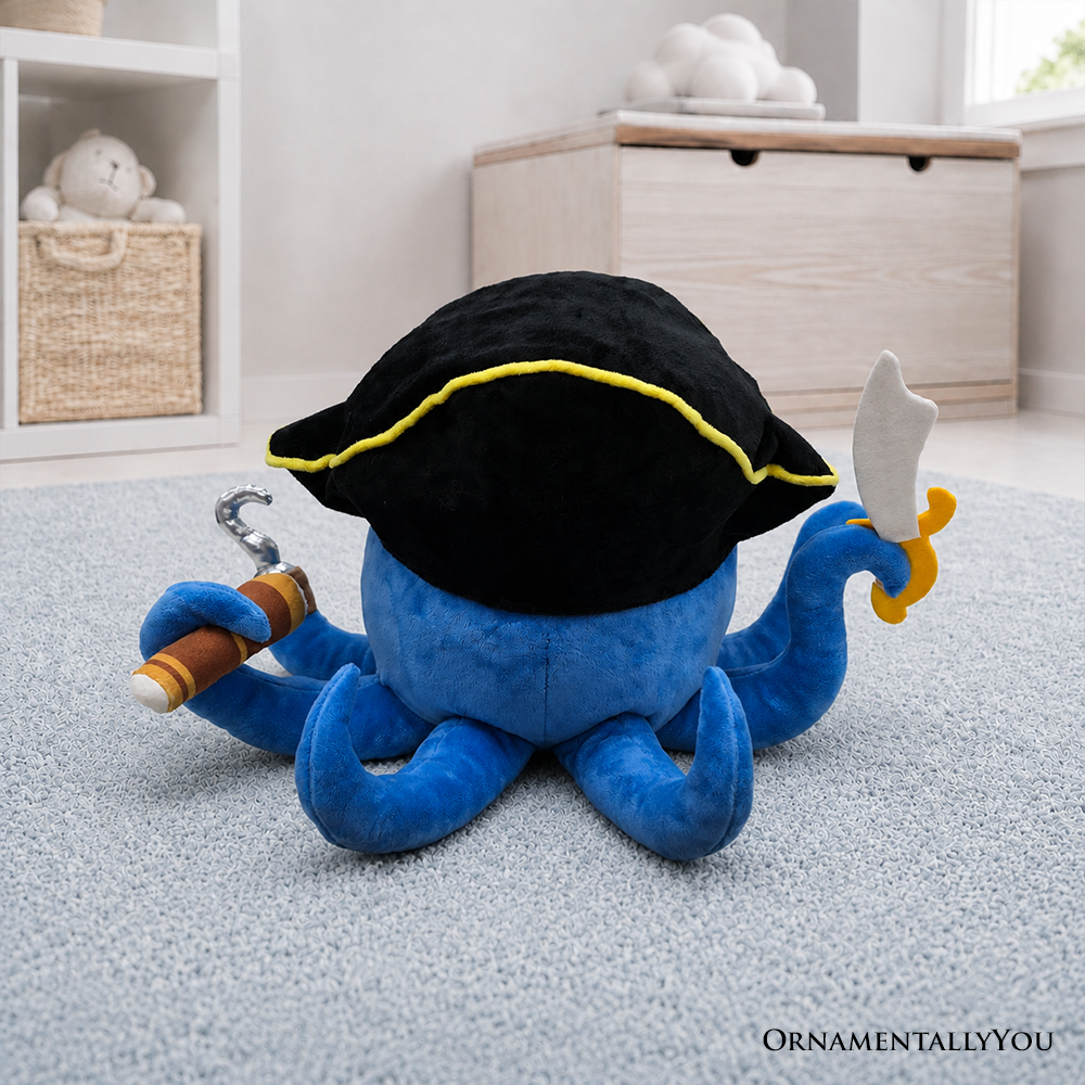 Captain Wavy Jones the Pirate Octopus Plushie, Cute 11" Sea Adventure Stuffed Animal Gift for Boys and Girls