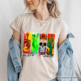 Cinco De Mayo Brushstroke Mexican T-Shirt, Let’s Fiesta Guitar Margarita Skull Cactus Tee