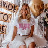 Coquette Bride T-Shirt, Pink Bow White Tee for Stylish Brides