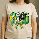Coquette Gigi Bow St Patrick’s Day T-Shirt, Green Lucky Shamrock Clover Tee