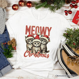 Cute Meowy Christmas T-Shirt, Baby Cat In Santa Hat Holiday Tee