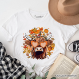 Fall Highland Cow T-Shirt, Messy Bun Howdy Tee with Autumn Vibes