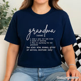 Grandma Definition T-Shirt, White, Natural, Navy and Black Funny Tee for Grandmothers