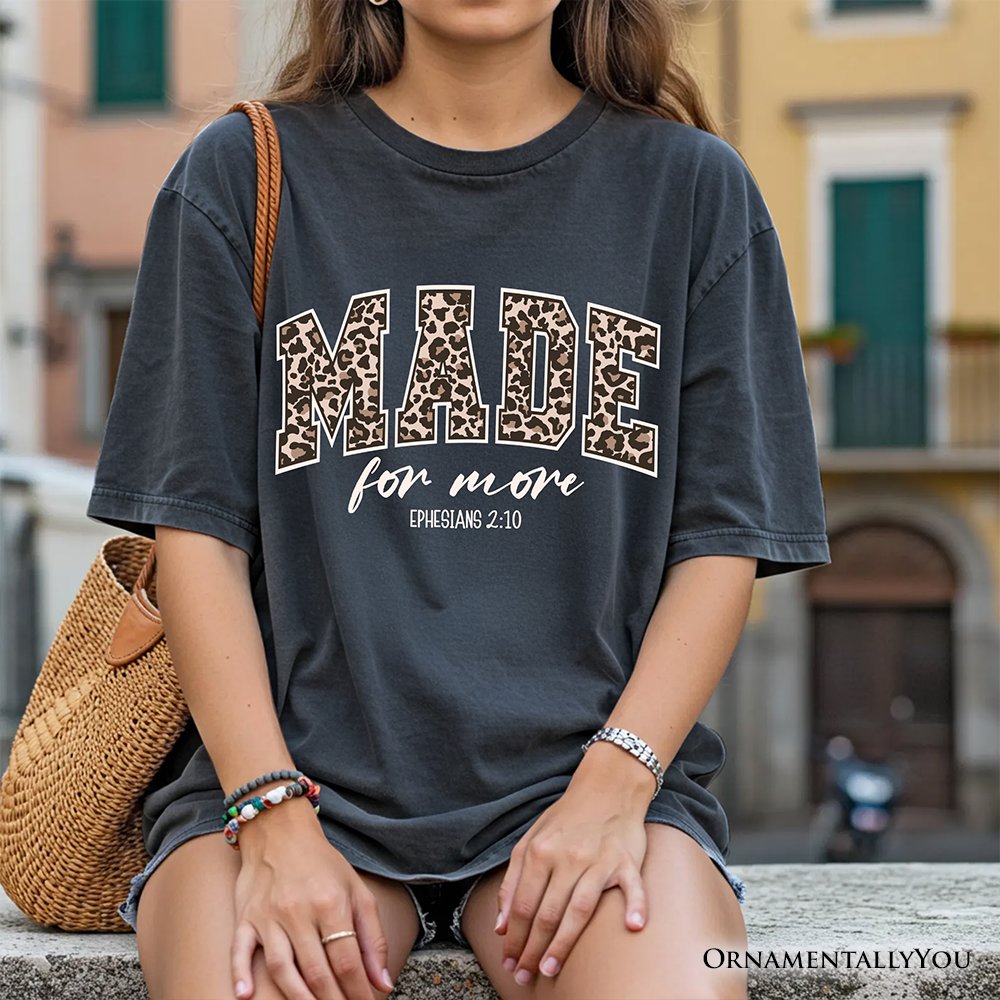 Made For More Christian T-Shirt, Ephesians 2:10 Leopard Faith Bible Verse Easter Tee