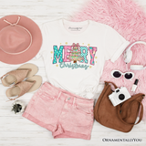 Merry Christmas Coquette Tree T-Shirt, Preppy Retro Holiday Gift Tee
