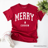 Merry Cousin Retro Christmas T-Shirt, Matching Family Holiday Tee