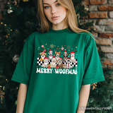 Merry Woofmas Dog Mama T‑Shirt, Dogs With Santa Hats Christmas Tee