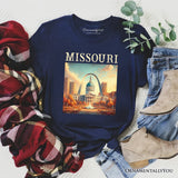 Missouri State Gateway Arch and Courthouse T-Shirt, Iconic St. Louis Landmarks Tee and Travel Souvenir