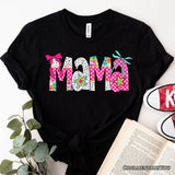 Preppy Pink Mama Coquette T-Shirt, Retro White and Black Tee for Trendy and Stylish Moms