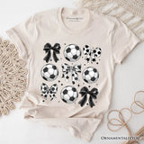 Soccer Balls Coquette Bows T-Shirt, Sports Mom Tee