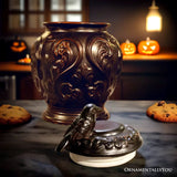 (Pre-Order) Spooky Urn 8" Cookie Jar, Ceramic Gothic Halloween Kitchen Decoration