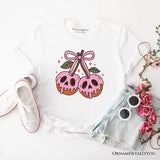 Sweet and Spooky Poison Cherries Halloween T-Shirt, Coquette Skulls Tee