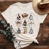 Western Christmas Coquette Tree T-Shirt, Country Holiday Cowboy Tee