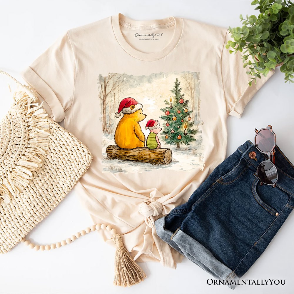 Winnie-the-Pooh Christmas With Friends T-Shirt, 1926 A.A. Milne Cozy Heartwarming Holiday Tee
