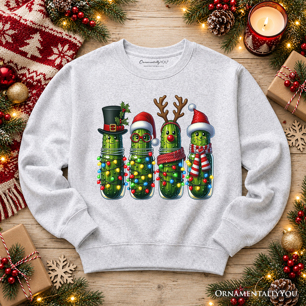 Christmas Pickles Sweatshirt, Festive Holiday Cucumber Holiday Sweater