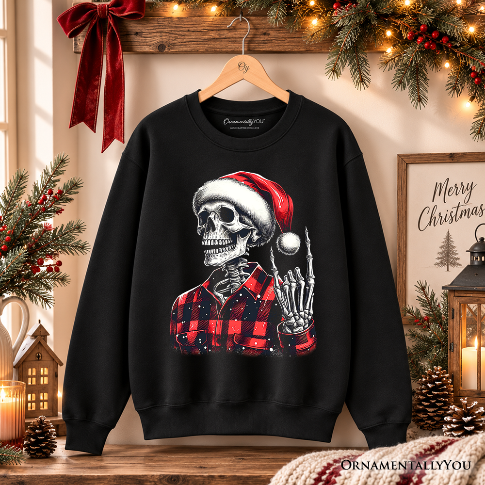 Buffalo Plaid Christmas Skeleton Sweatshirt, Brutal Guys Sweater