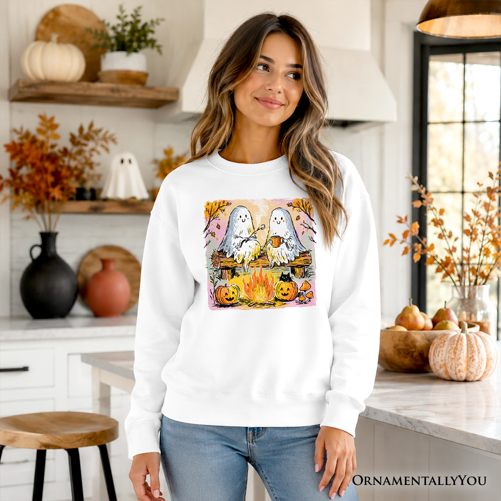 Cozy Campfire Ghosts Sweatshirt, Fall Halloween Pumpkin Sweater