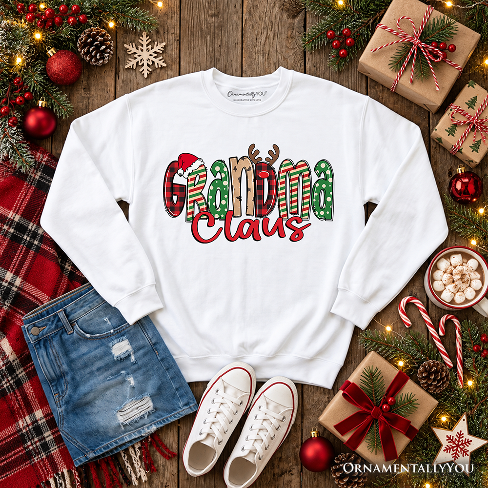 Grandma Claus Retro Christmas Sweatshirt, Matching Family Holiday Sweater