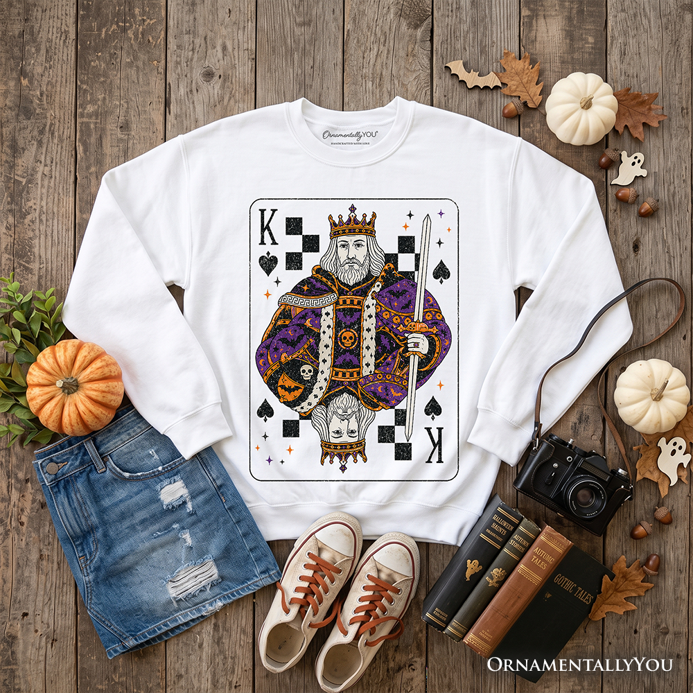 King of Spades Card Sweatshirt, Vintage Retro Halloween Sweater