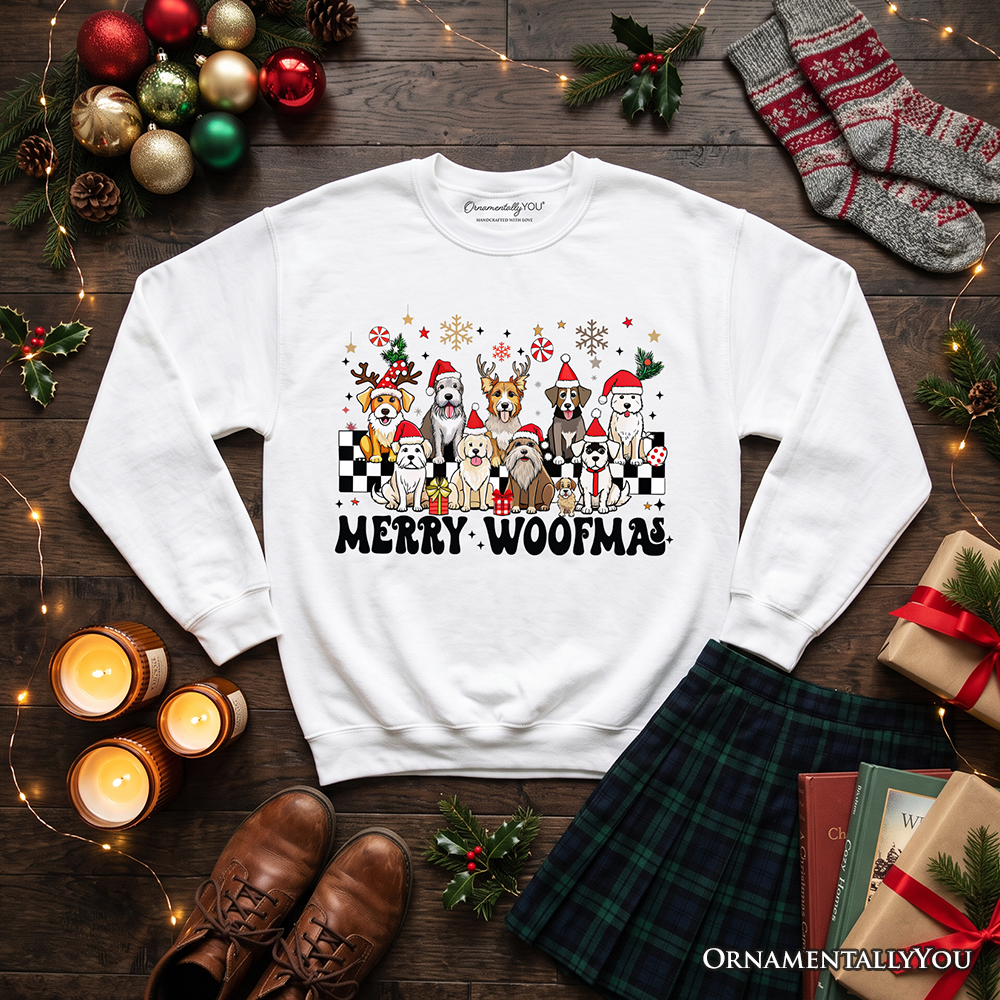 Merry Woofmas Dog Mama Sweatshirt, Dogs With Santa Hats Christmas Sweater