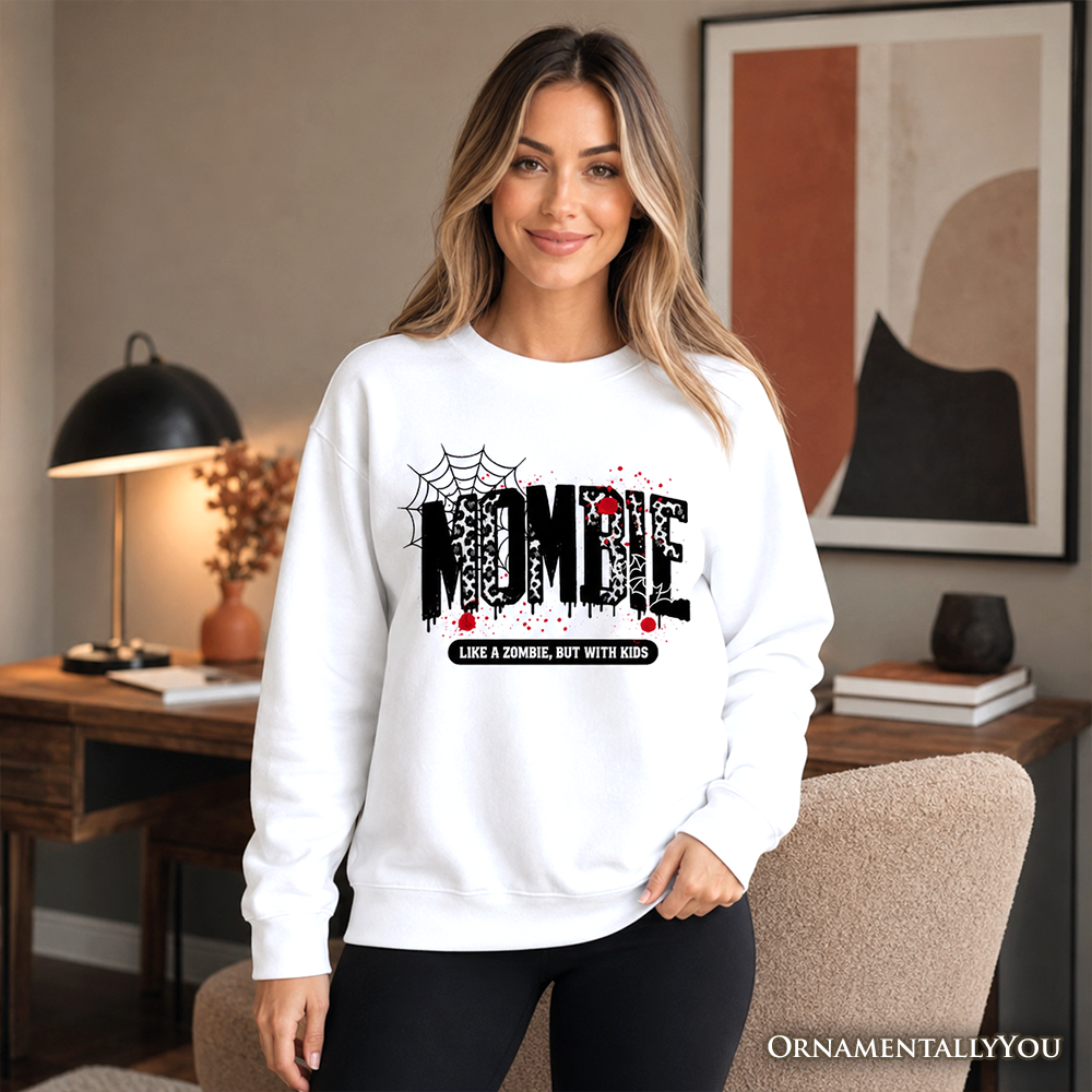 Mombie Like a Zombie But With Kids Sweatshirt, Funny Halloween Mom Horror Sweater