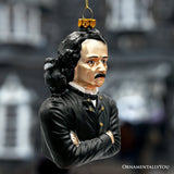 (Pre-Order) Edgar Allan Poe Glass Christmas Ornament, Spooky Halloween Horror Decor