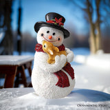 (Pre-Order) Enchanting Snowman and Fawn Home Holiday Decoration, 8" Tall Winter Woodland Deer Figurine