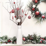 Endearing Prominent Red and White Christmas Ornament Set, Bauble Bundle with Candycane Colors and Patterns 70 Pieces