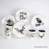 Gothic Elegance Set of 4 Plates with Real Gold Trim, Halloween Tableware Collection for Salad, Dessert, Appetizer, and Side Plates