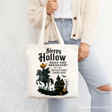 Headless Horseman Sleepy Hollow Halloween Canvas Tote Bag, Dead and Breakfast Retro Gift