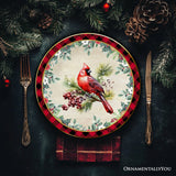 Holiday Cheer Set of 4 Plates with Real Gold Plaid Trim, Christmas Tableware Collection for Salad, Dessert, Appetizer, and Side Plates