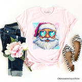 Merry Christmas Santa Sunglasses Christmas T-Shirt, Funky Retro Holiday Tee
