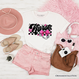 Nurse Floral Coquette Pink Bow T-Shirt, Retro Stethoscope Checkered Tee