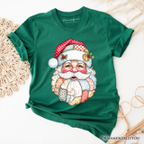 Patchwork Santa Claus T-Shirt, Retro Christmas Holiday Tee