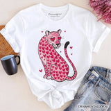 Pink Leopard Valentine T-Shirt, Cute Love Hearts Tee